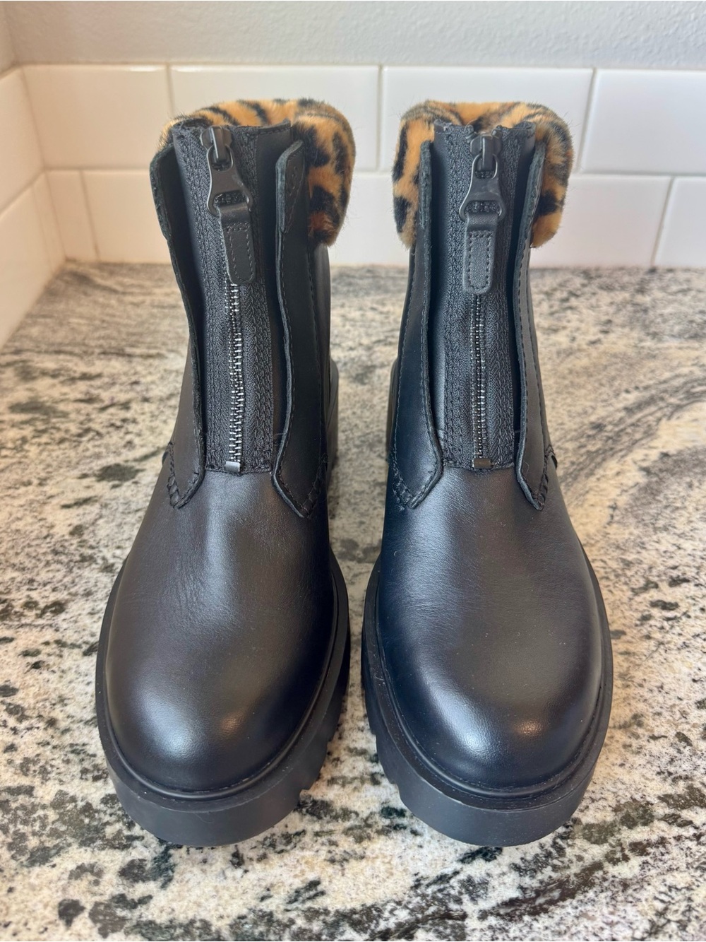 UGG Czeriesa Panther (Leopard) Leather Waterproof boot. Size 9 (runs small). - Picture 2 of 8